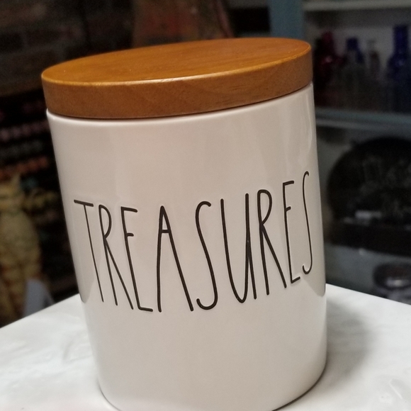 Rae Dunn Treasures wooden cellar canister wood lid bathroom - Picture 3 of 6